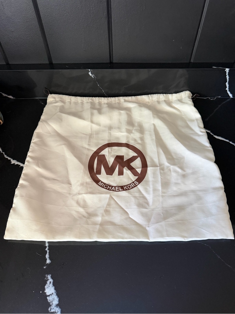 Michael Kors MK Logo Drawstring Dust Bag Storage Pouch Ivory